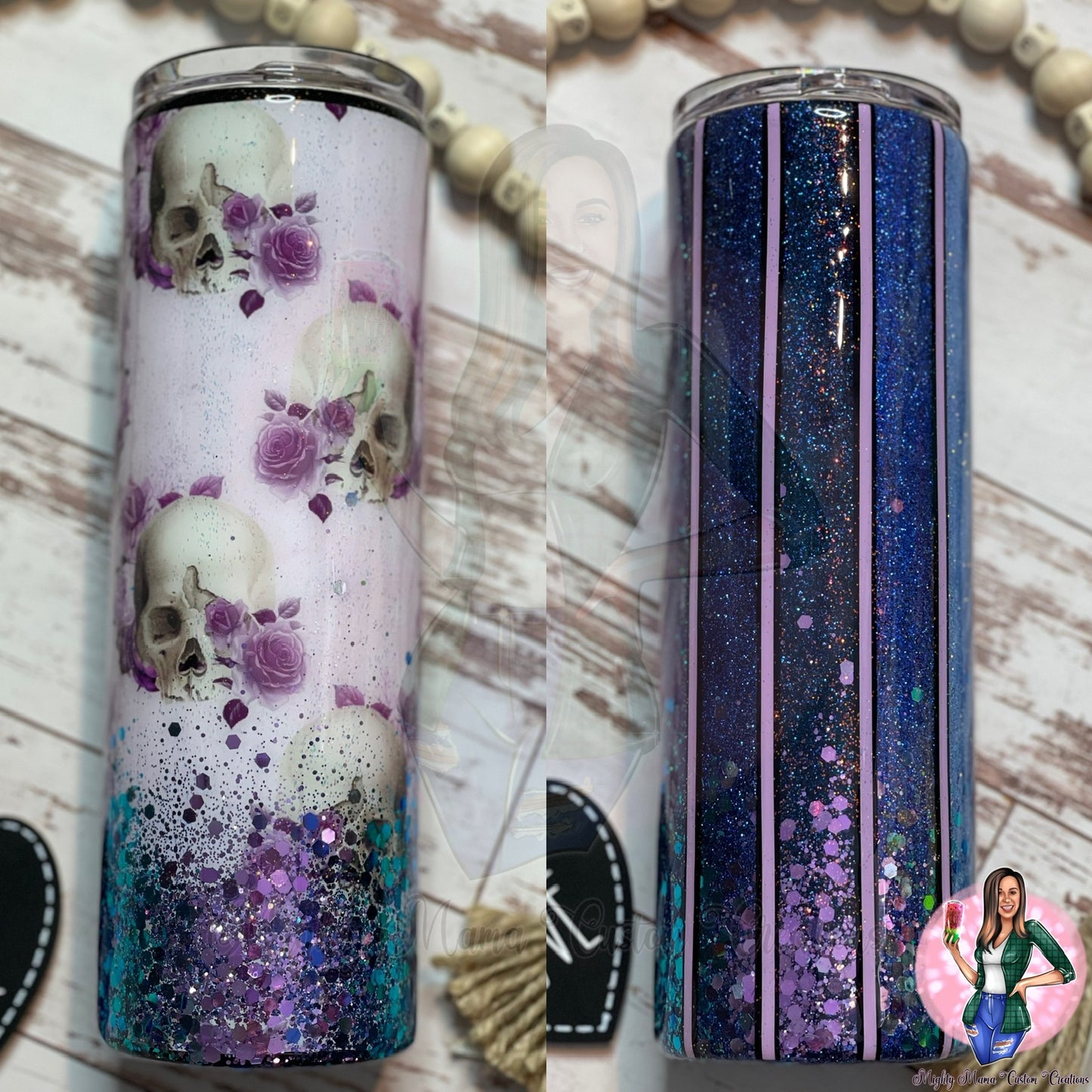 30oz Floral Skull